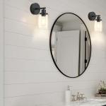 Black Wall Sconces Set of 2 Industrial Bathroom Vanity Wall Light Fixtures with Clear Glass Shade