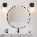 Black Wall Sconces Set of 2 Industrial Bathroom Vanity Wall Light Fixtures with Clear Glass Shade