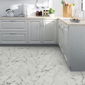 Lxcreat Vinyl Flooring Peel and Stick Floor Tile Self Adhesive and Removable, White Marble Look for Kitchen Bathroom, 12-in x 12-in 10 Pcs