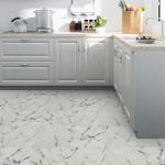 Lxcreat Vinyl Flooring Peel and Stick Floor Tile Self Adhesive and Removable, White Marble Look for Kitchen Bathroom, 12-in x 12-in 10 Pcs