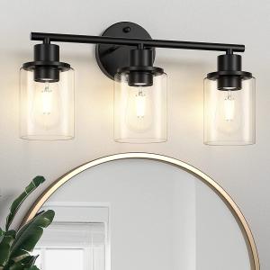 Bathroom Lights Fixtures 3 Light Vanity Lights Industrial Farmhouse Wall Mounted Mirror Wall Lights with Glass Cover Bathroom Vanity Lights