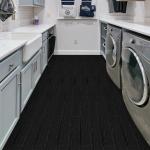 UMIGGEE Black Peel Stick Flooring 35-in x 5.7-in x 1.0mm 10-Pcs Vinyl Flooring Wood Grain Floor Tiles Easy to Install for Bathroom Kitchen Living Room Home Decor