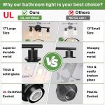 Behome 3-Light Bathroom Light Fixtures, 16.93" Black Modern Vanity Lights with Clear Glass Shade, Bathroom Wall Lamp for Mirror Kitchen Living Room Hallway Cabinet Porch, E26 Base, Bulbs Not Included