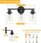 Bathroom Lights Fixtures 3 Light Vanity Lights Industrial Farmhouse Wall Mounted Mirror Wall Lights with Glass Cover Bathroom Vanity Lights