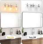 ROSYNEY Vanity Lights, Modern Electroplated Silver Bathroom Light Fixtures with Clear Glass Shades, E26 Base