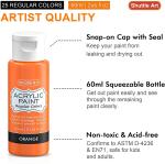 Acrylic Paint, Shuttle Art 25 Colors Acrylic Paint Set, 2oz/60ml Bottles, Rich Pigmented, Waterproof, Premium Acrylic Paints for Artists, Beginners and Kids on Canvas Rocks Wood Ceramic Fabric