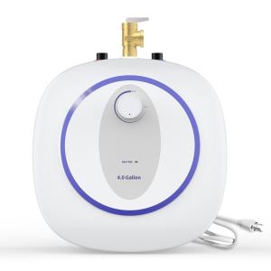 Mini Tank Water Heater Electric, 4 Gallon Point of Use Instant Hot Water for Under Sink, Food Truck, Kitchen, RVs, Wall or Floor Mounted, 120V, 1440W