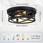 Industrial Round 2-Light FlushMount Ceiling Lights, Metal CageHallway Light Fixtures, CeilingMount Suitable for FarmhouseEntryway, Kitchen & Hallway