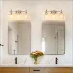 ROSYNEY Vanity Lights, Modern Electroplated Silver Bathroom Light Fixtures with Clear Glass Shades, E26 Base