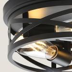 Industrial Round 2-Light FlushMount Ceiling Lights, Metal CageHallway Light Fixtures, CeilingMount Suitable for FarmhouseEntryway, Kitchen & Hallway