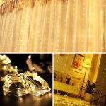 Honche LED Curtain Lights Indoor 300LEDs Waterfall Fairy String Lights Bedroom Decoration Lighting(Warm White)