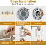 NATYSWAN Crystal Bathroom Vanity Lights(Bulbs Not Included), 4 Light Bath Mirror Light Brushed Nickel Round Crystal Wall Mount Light Fixture Over Mirror Morden for Living Room