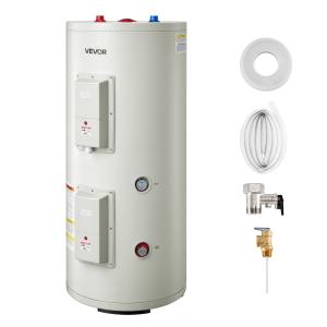 VEVOR 30 Gallon Electric Tank Water Heater, 5000W Point-of-Use Hot Water Heater with LED Display, Knob Control, Top Outlet, 240V with T&P Valve for Large Families, Small Commercial Spaces, Gray