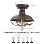 FRIDEKO HOME 2 Pack 8.7" Farmhouse Semi Flush Mount Ceiling Light Fixtures, E26 Base, Industrial Oil Rubbed Bronze Ceiling Lights for Hallway Kitchen Porch Laundry room (Without Bulb)