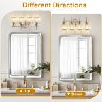 NATYSWAN Crystal Bathroom Vanity Lights(Bulbs Not Included), 4 Light Bath Mirror Light Brushed Nickel Round Crystal Wall Mount Light Fixture Over Mirror Morden for Living Room