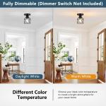 2-Pack Semi Flush Mount Ceiling Light Fixture with 2 LED Bulbs Black Kitchen Light Fixtures Ceiling Mount Ceiling Lamp for Kitchen, Hallway, Porch