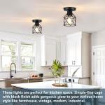 2-Pack Semi Flush Mount Ceiling Light Fixture with 2 LED Bulbs Black Kitchen Light Fixtures Ceiling Mount Ceiling Lamp for Kitchen, Hallway, Porch