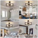 4-Light Close to Ceiling Light Black Light Fixture Industrial Flush Mount Ceiling Light Farmhouse Chandelier Lighting for Kitchen Island Dining Room Bedroom Foyer Hallway