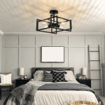 4-Light Close to Ceiling Light Black Light Fixture Industrial Flush Mount Ceiling Light Farmhouse Chandelier Lighting for Kitchen Island Dining Room Bedroom Foyer Hallway