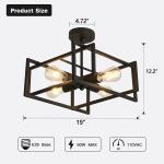 4-Light Close to Ceiling Light Black Light Fixture Industrial Flush Mount Ceiling Light Farmhouse Chandelier Lighting for Kitchen Island Dining Room Bedroom Foyer Hallway