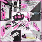 THINKWORK 41-Piece Pink Tool Kit for Women - Lady’s Tool Set with Rechargeable 3.6V Electric Screwdriver & Wide-Access Tool Bag, Ideal for Home DIY and Daily Maintenance
