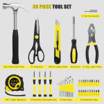 Cshidworld 39-Piece Tool Set General Household Hand Kit with Plastic Toolbox Storage Case, Basic Home Tool Kit for Girls Ladies and Women - Includes Essential Tools for Home Garage and Office, Yellow