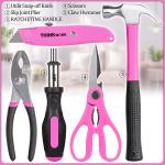 THINKWORK 41-Piece Pink Tool Kit for Women - Lady’s Tool Set with Rechargeable 3.6V Electric Screwdriver & Wide-Access Tool Bag, Ideal for Home DIY and Daily Maintenance