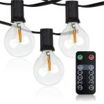 Newhouse Lighting LED G40 String Lights with Weatherproof Technology, 100W Dimmer with Wireless Remote Control, 50ft and 52 (50+2 free) LED Light Bulbs Included