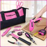 THINKWORK 41-Piece Pink Tool Kit for Women - Lady’s Tool Set with Rechargeable 3.6V Electric Screwdriver & Wide-Access Tool Bag, Ideal for Home DIY and Daily Maintenance