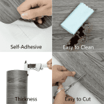 Lxcreat Vinyl Flooring Peel and Stick Roll Self Adhesive Dark Gray Vinyl Floor Wood Plank Flooring Wood Grain Floor 118-in x 15.7-in