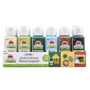 Apple Barrel Multi-Surface Acrylic Craft Paint Set, Nature, Satin Finish, 12 Piece