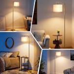 Vesteel Floor Lamp, Standing Lamp with 3 Color Temperatures & Lampshade, Arch Farmhouse Lamp for Living Room Bedroom Office