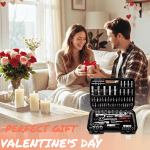 TLGREEN 108 Pcs Mechanic Socket Tool Kit，CR-V Steel Metric and Standard 1/4" & 1/2" Ratchet set, Universal Joint, Extension Bars,Adapter,Ratchet Wrench,Socket Set for Car