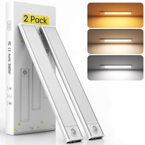 DAYBETTER 34 LED Under Cabinet Lights, USB Rechargeable Closet Lighting kit with Motion Sensor and Magnetic Strip for Wardrobe, Kitchen Wireless Lighting,2 Pack