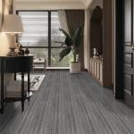 Lxcreat Vinyl Flooring Peel and Stick Roll Self Adhesive Dark Gray Vinyl Floor Wood Plank Flooring Wood Grain Floor 118-in x 15.7-in