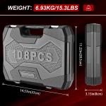 TLGREEN 108 Pcs Mechanic Socket Tool Kit，CR-V Steel Metric and Standard 1/4" & 1/2" Ratchet set, Universal Joint, Extension Bars,Adapter,Ratchet Wrench,Socket Set for Car