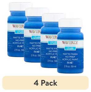 (4 pack) Waverly Inspirations Chalk Paint, Ultra Matte, Ocean, 2 fl oz