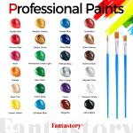 Fantastory 12ML 24 Colors Acrylic Paint Set with 3 Paint Brushes for Crafts and Painters