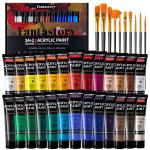 Fantastory Acrylic Paint Set, High Pigment, Quick Dry, Waterproof, 24 Colors with Metallic and White