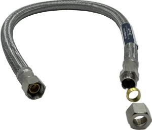 EZ-Fluid Plumbing 12" Faucet Extension Line 3/8" Male Compression x 3/8" Female Comp. Stainless Steel Braided Faucet Connector , Faucet Extension Supply Hose Connector Lines, Fits Most Faucet