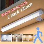 12'' LED Under Cabinet Lights, 2 Pack Rechargeable Motion Sensor Closet Lights with 3 Color, Wireless Closet Lighting with 3 Color for Wardrobe Kitchen Pantry Stairs