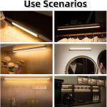 12'' LED Under Cabinet Lights, 2 Pack Rechargeable Motion Sensor Closet Lights with 3 Color, Wireless Closet Lighting with 3 Color for Wardrobe Kitchen Pantry Stairs