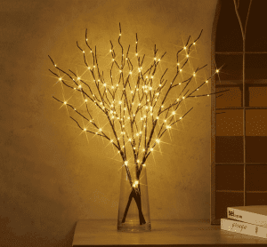 32-inch LED Fairy Light Branch with Timer Function - 50 Warm White LEDs, Battery-Operated Brown Branch, Suitable for Indoor/Outdoor Decorations, Perfect for Vases, Christmas, Parties, and Home Decor.
