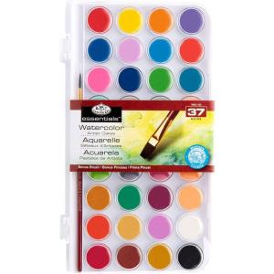 Royal & Langnickel 37-Piece Watercolor Paint Cake Set with Brush – Artist Kit