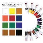 Royal & Langnickel Essentials 12-Color Watercolor Artist Paint Set, 12ml Tubes
