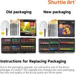 82 Pack Acrylic Paint Set, Shuttle Art 66 Colors Acrylic Paint with 10 Brushes, 22ml/0.74oz Tubes, Vibrant Colors,Painting Supplies for Kids, Adults Painting & Crafting on Canvas, Wood Ceramic