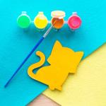 (2 pack) Hello Hobby Primary Colors Acrylic Paints & Paintbrush