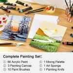 82 Pack Acrylic Paint Set, Shuttle Art 66 Colors Acrylic Paint with 10 Brushes, 22ml/0.74oz Tubes, Vibrant Colors,Painting Supplies for Kids, Adults Painting & Crafting on Canvas, Wood Ceramic