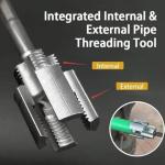Integrated Internal & External Pipe Threading Tool, Pipe Thread Cutting Tool, Electric Drill Compatible Pipe Threader Kit, Pipes Thread Maker Tooll for Cutting & Pipe (1/2" (DN15) Pipe)