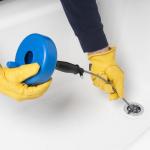 Plumb Craft 1/4 in. x 15 ft. Handheld Drain Snake Auger with Plastic Drum and Cable, Manual Crank